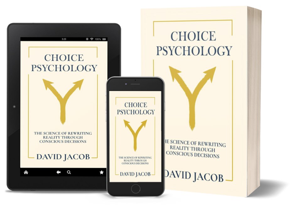 Choice Psychology by David Jacob, as a paperback, on a tablet and on a phone